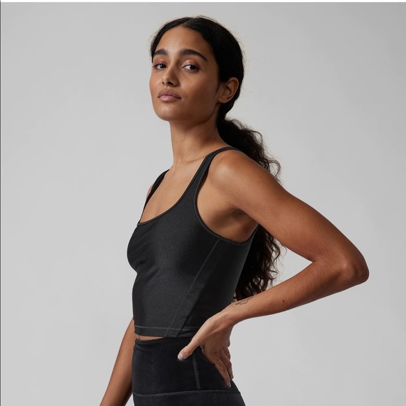 ATHLETA SHANTI SHINE CROP TANK TOP IN BLACK NWT and NWOT - Picture 3 of 4